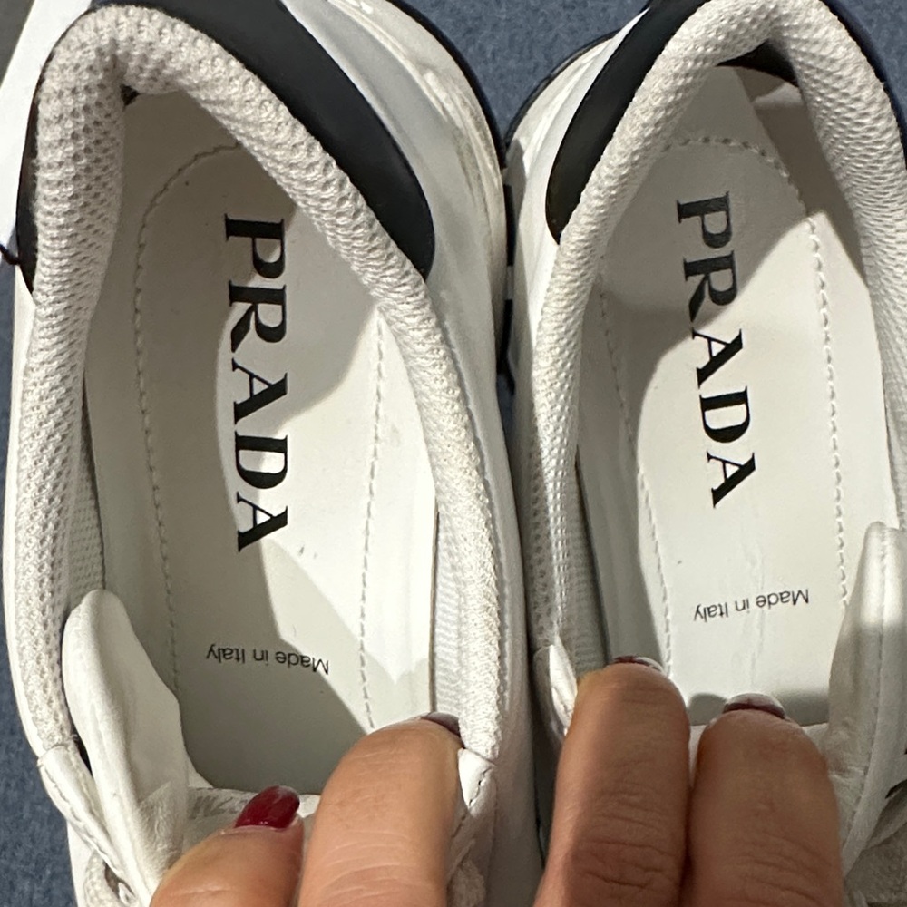 Prada Women's White and Black Sneakers - Picture 3 of 9